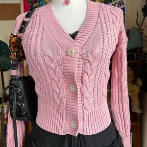 Pink Cable Knit Sweater